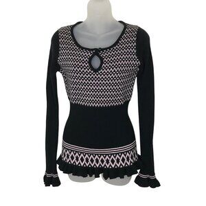Milly Of New York Black And Pink Y2K Sweater Size M